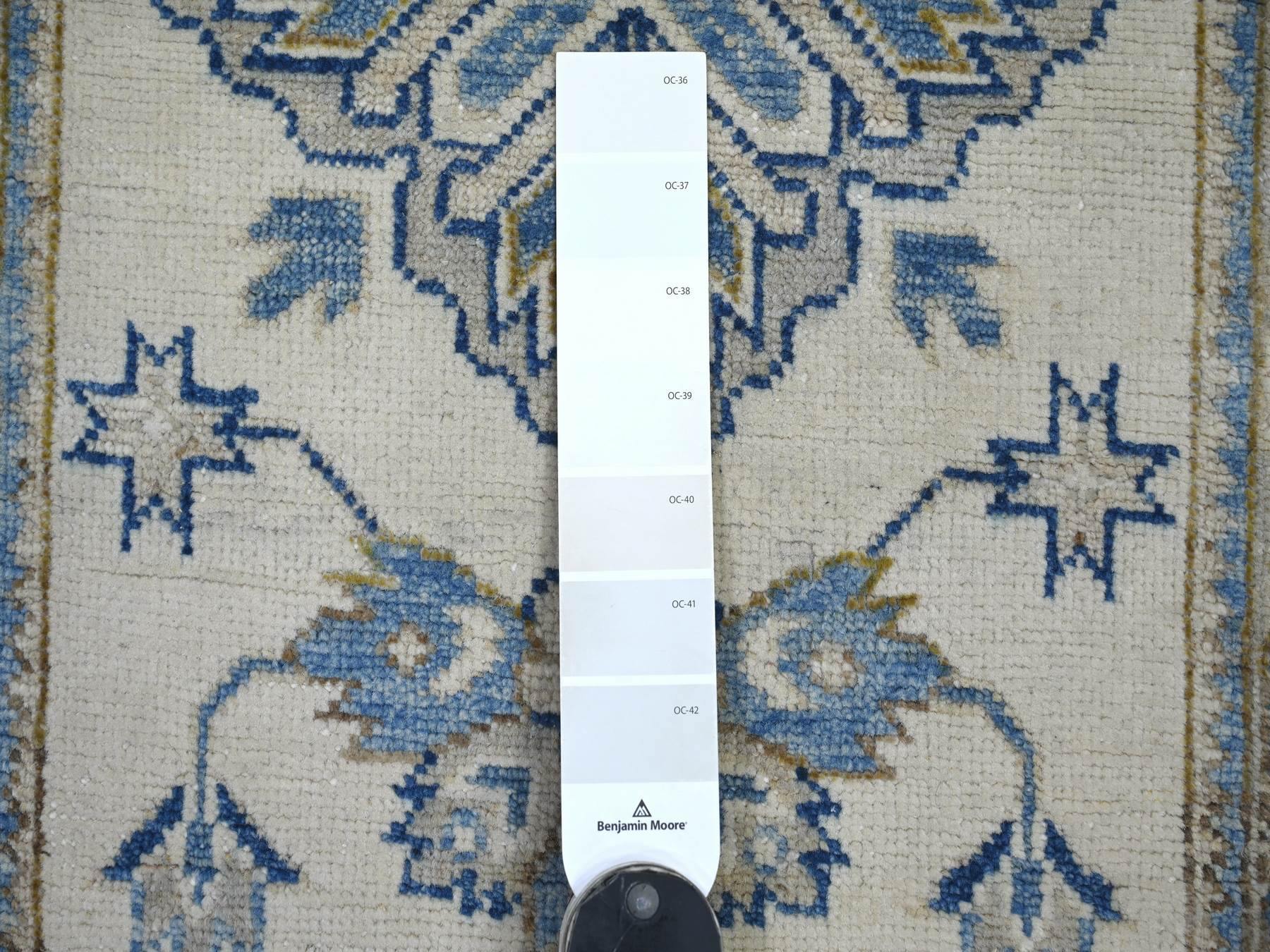 Kazak Kazak hand-knotted wool rug in Ivory & Gray, 1'11" x 2'11" — SKU O022010 (view 3)