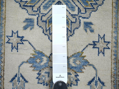 Kazak Kazak hand-knotted wool rug in Ivory & Gray, 1'11" x 2'11" — SKU O022010 (view 3)