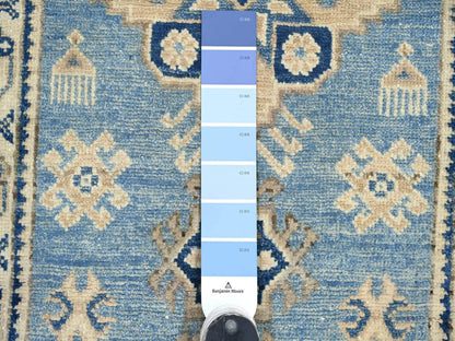 Blue 1'11" x 2'10" Kazak Hand knotted Wool Rug - Sku: O022014