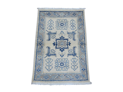 Kazak Kazak hand-knotted wool rug in Ivory & Gray, 1'10" x 2'9" — SKU O022018