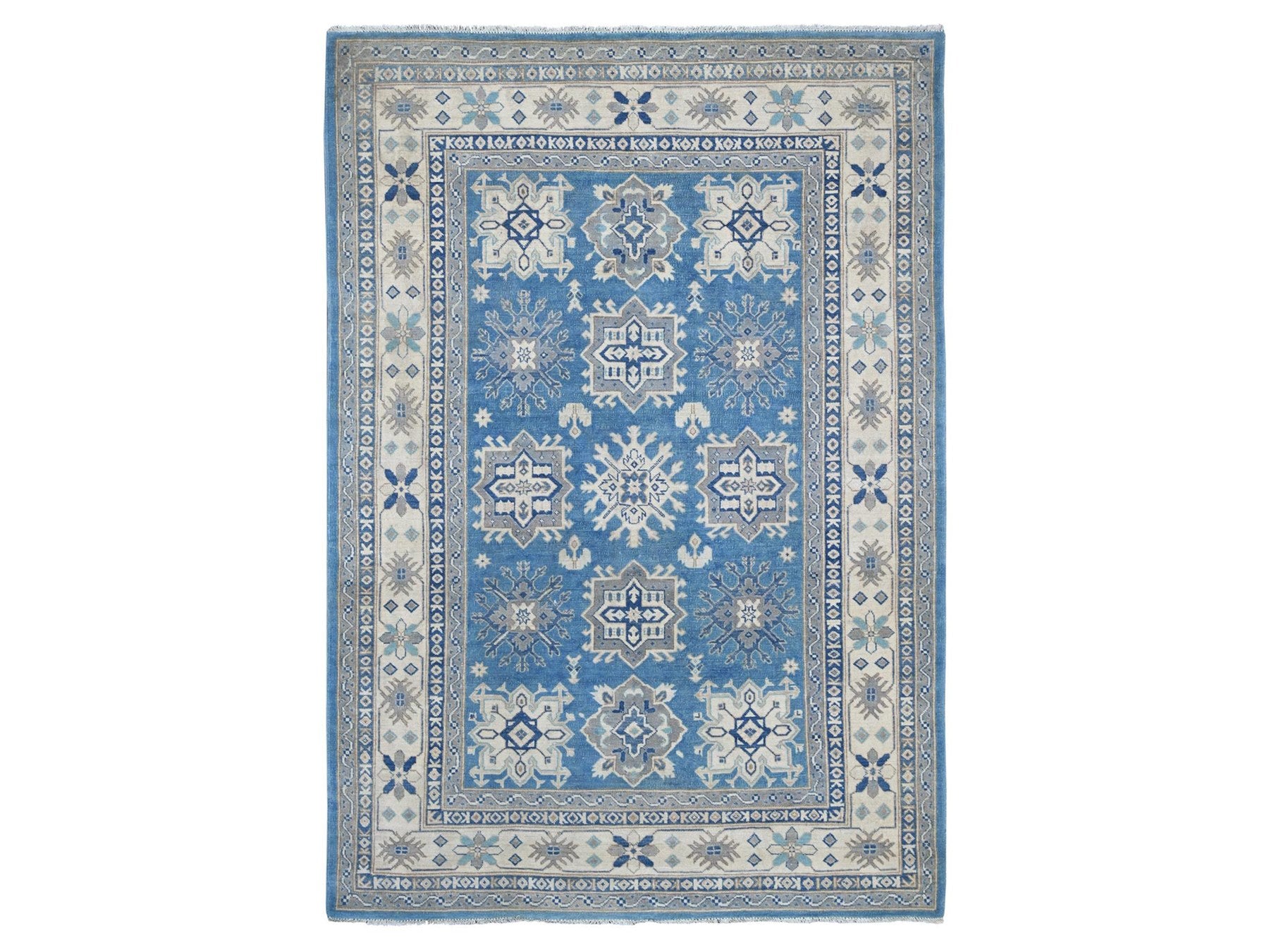 Blue 5'11" x 8'5" Kazak Hand knotted Wool Rug - Sku: O022021