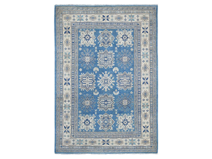 Blue 5'11" x 8'5" Kazak Hand knotted Wool Rug - Sku: O022021