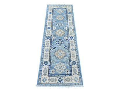 Blue 2'1" x 6'0" Kazak Hand knotted Wool Rug - Sku: O022023