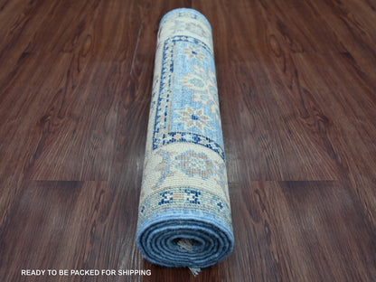 Blue 2'1" x 6'0" Kazak Hand knotted Wool Rug - Sku: O022023