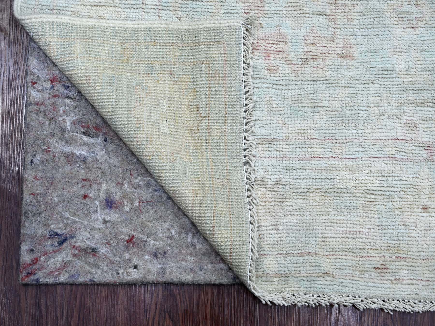 Blue 2'8" x 13'8" Oushak And Peshawar Hand knotted Wool Rug - Sku: O022024