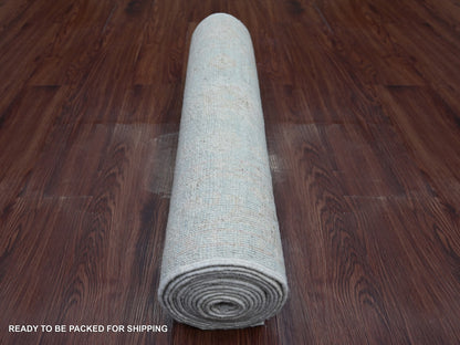 Blue 2'8" x 13'8" Oushak And Peshawar Hand knotted Wool Rug - Sku: O022024