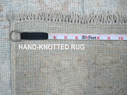 Blue 2'8" x 13'8" Oushak And Peshawar Hand knotted Wool Rug - Sku: O022024