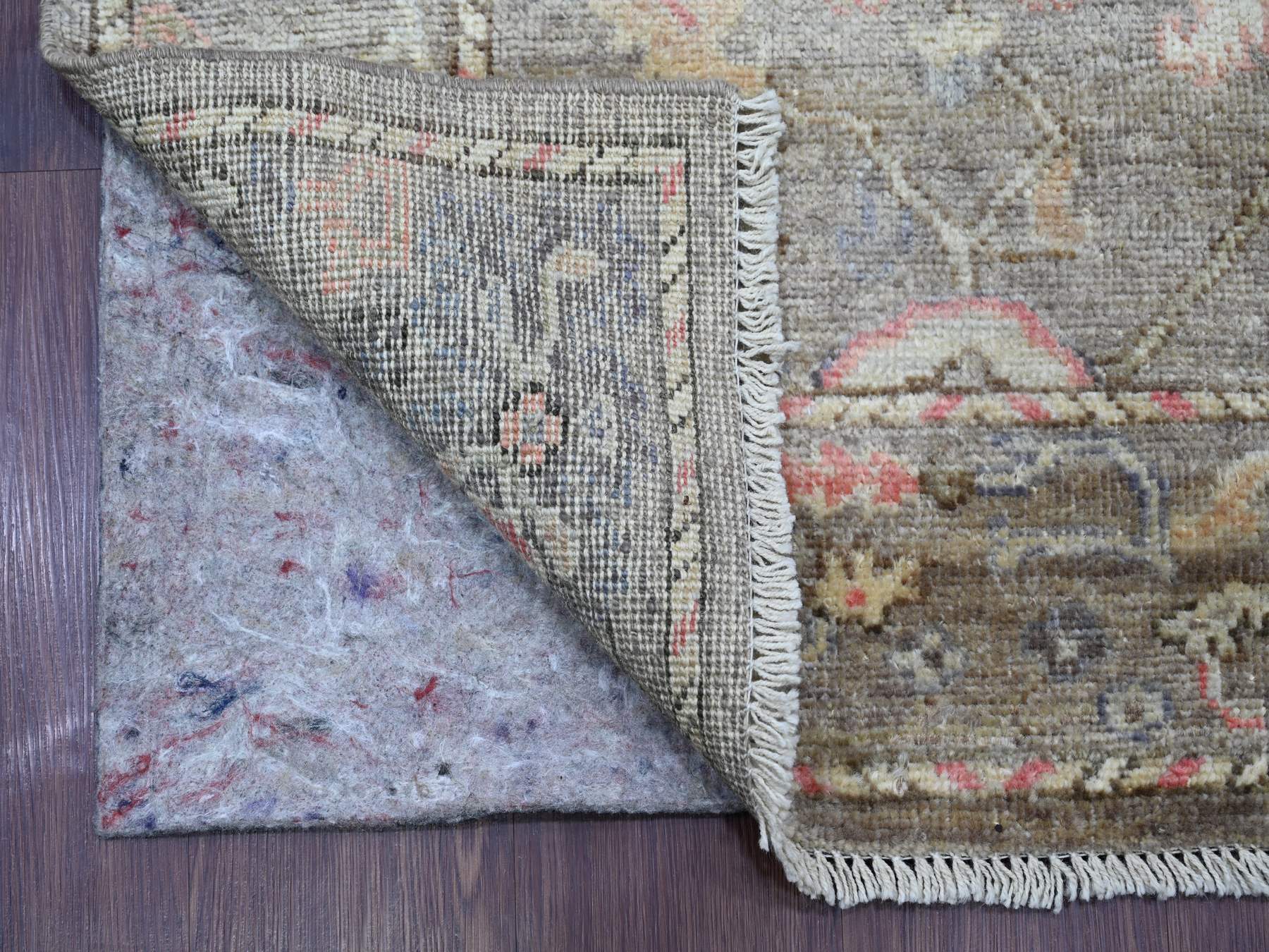 Brown 2'10" x 17'0" Oushak And Peshawar Hand knotted Wool Rug - Sku: O022025