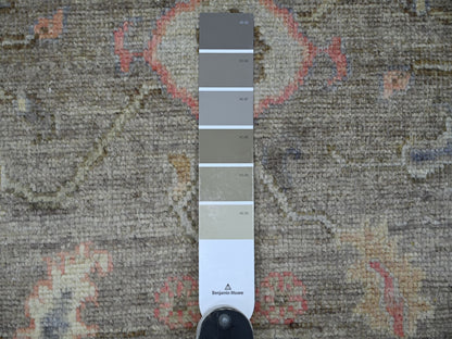 Brown 2'10" x 17'0" Oushak And Peshawar Hand knotted Wool Rug - Sku: O022025