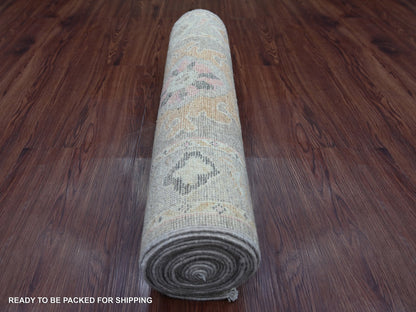 Brown 3'0" x 19'0" Oushak And Peshawar Hand knotted Wool Rug - Sku: O022027