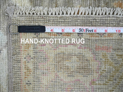 Brown 3'0" x 19'0" Oushak And Peshawar Hand knotted Wool Rug - Sku: O022027