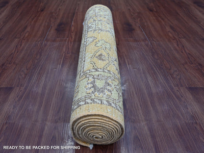 Brown 2'11" x 13'6" Oushak And Peshawar Hand knotted Wool Rug - Sku: O022030