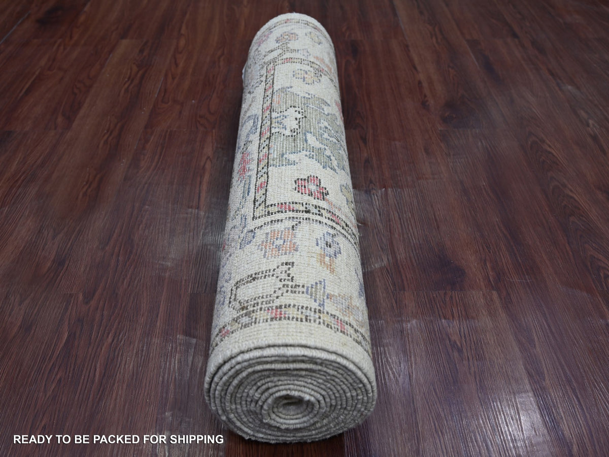 Oushak Oushak hand-knotted wool runner in Ivory, 2'9" x 15'8" — SKU O022031 (view 4)