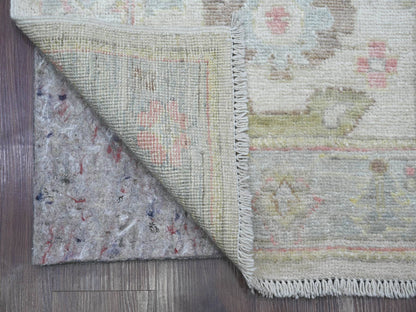 Grey 2'9" x 17'3" Oushak And Peshawar Hand knotted Wool Rug - Sku: O022032