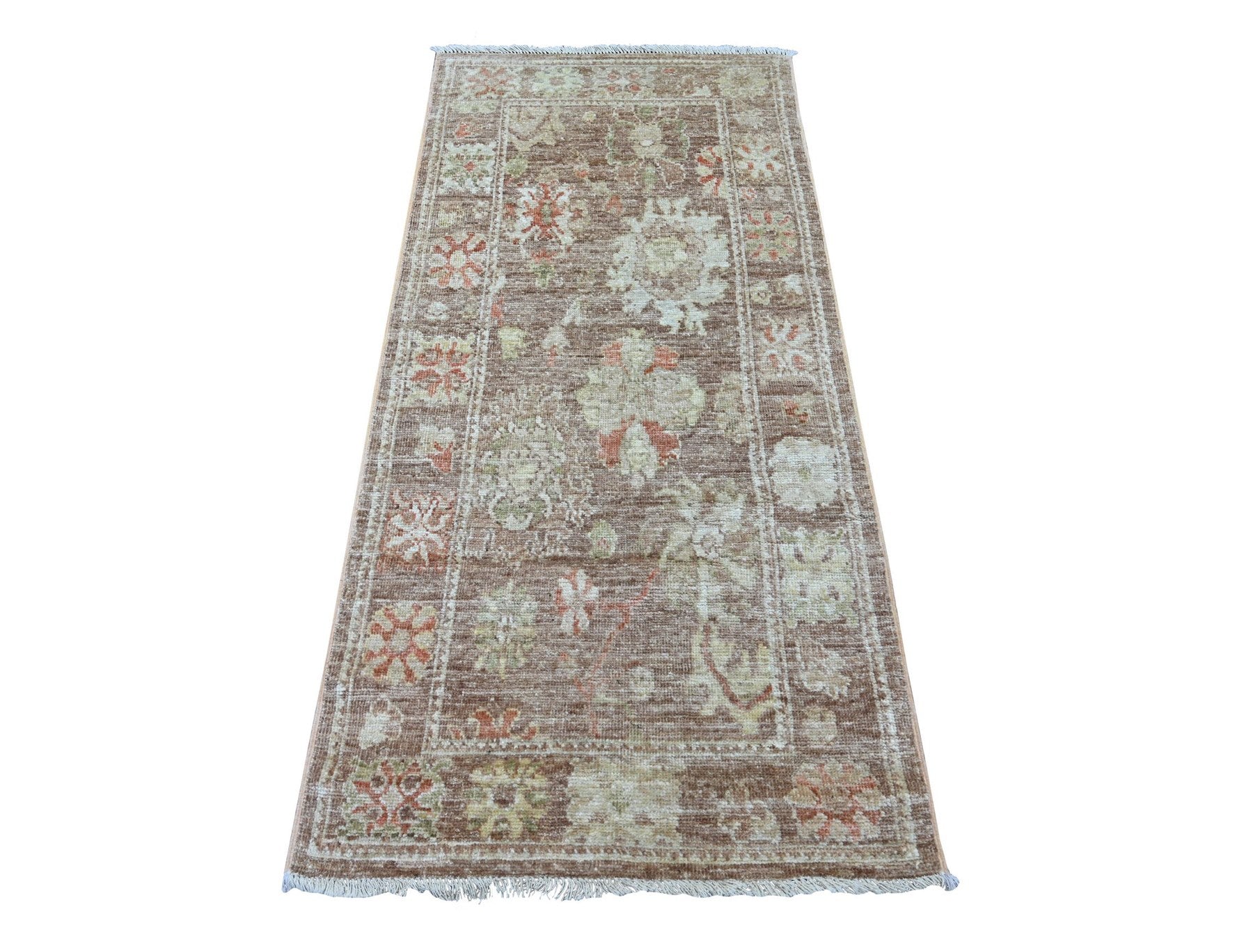 Brown 2'10" x 5'11" Oushak And Peshawar Hand knotted Wool Rug - Sku: O022033