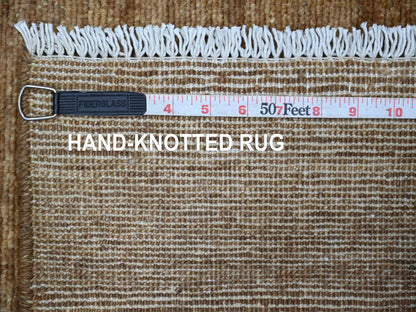 Brown 5'8" x 5'10" Modern and Contemporary Hand knotted Wool Rug - Sku: O022034