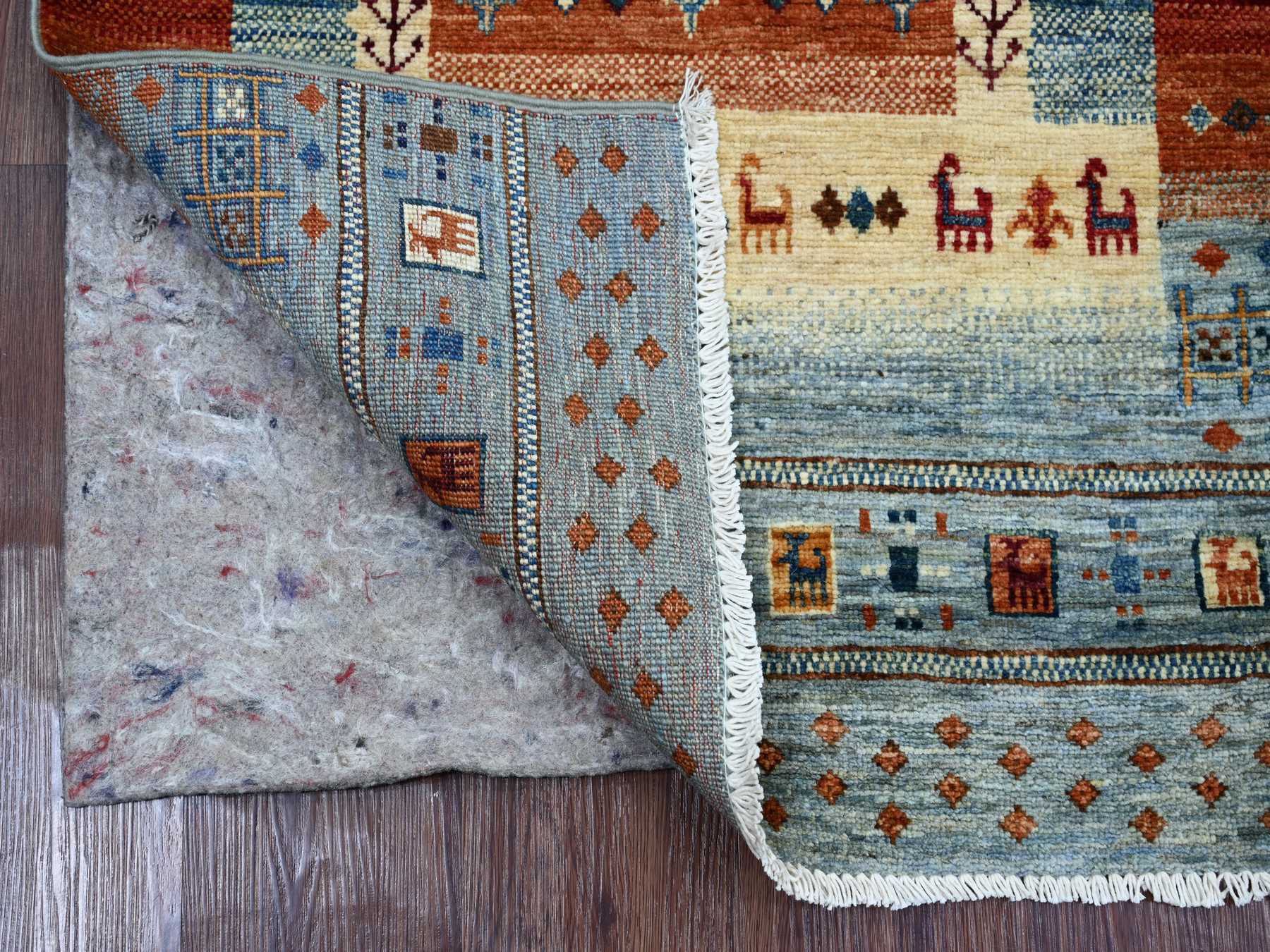Blue 2'6" x 7'1" Tribal & Geometric Hand knotted Wool Rug - Sku: O022036