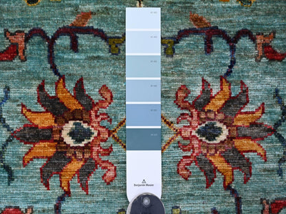 Blue 2'7" x 4'5" Tribal & Geometric Hand knotted Wool Rug - Sku: O022037