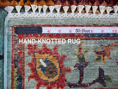 Blue 2'7" x 4'5" Tribal & Geometric Hand knotted Wool Rug - Sku: O022037