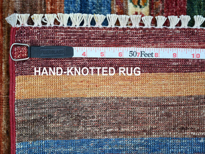 Kazak Tribal & Geometric hand-knotted wool rug in Multicolored, 2'9" x 3'10" — SKU O022038 (view 6)