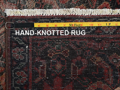 Brown 2'7" x 8'7" Vintage Hand knotted Wool Rug - Sku: O02203