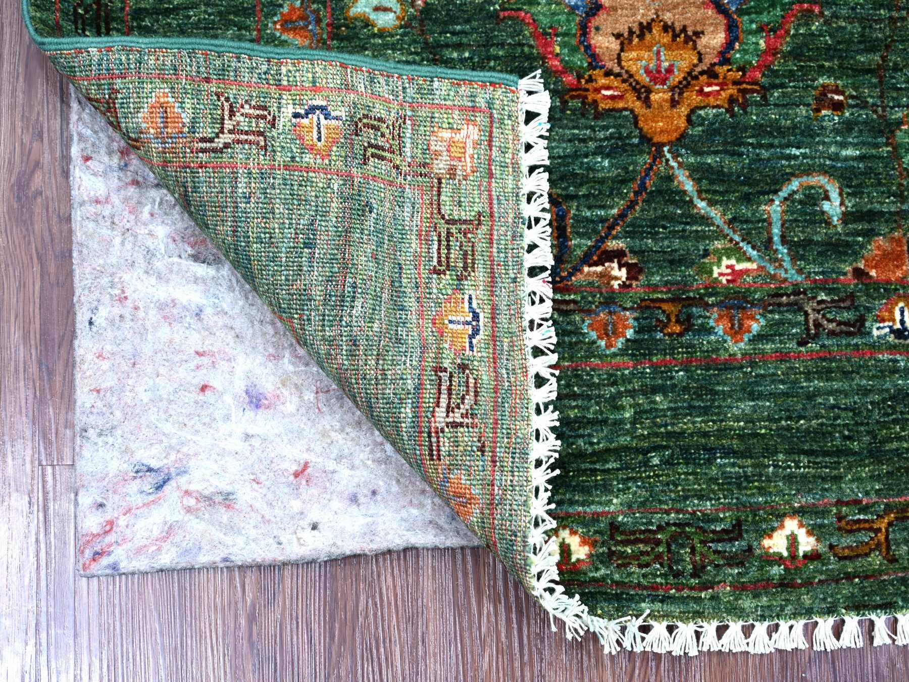 Green 2'11" x 4'11" Tribal & Geometric Hand knotted Wool Rug - Sku: O022041