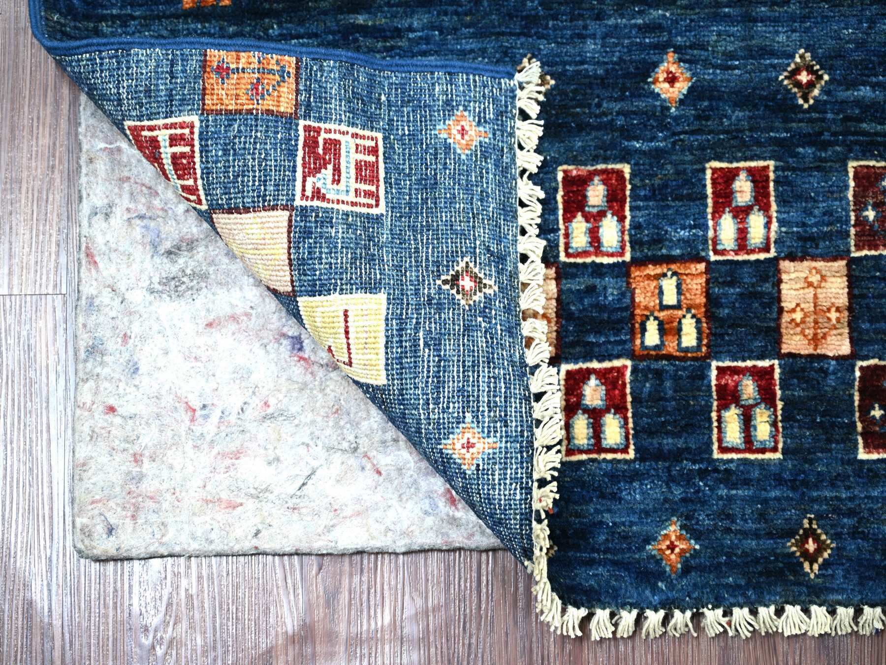 Blue 2'9" x 9'7" Tribal & Geometric Hand knotted Wool Rug - Sku: O022042