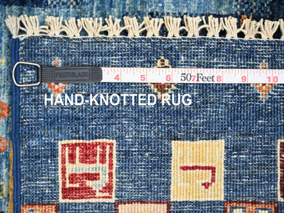 Blue 2'9" x 9'7" Tribal & Geometric Hand knotted Wool Rug - Sku: O022042