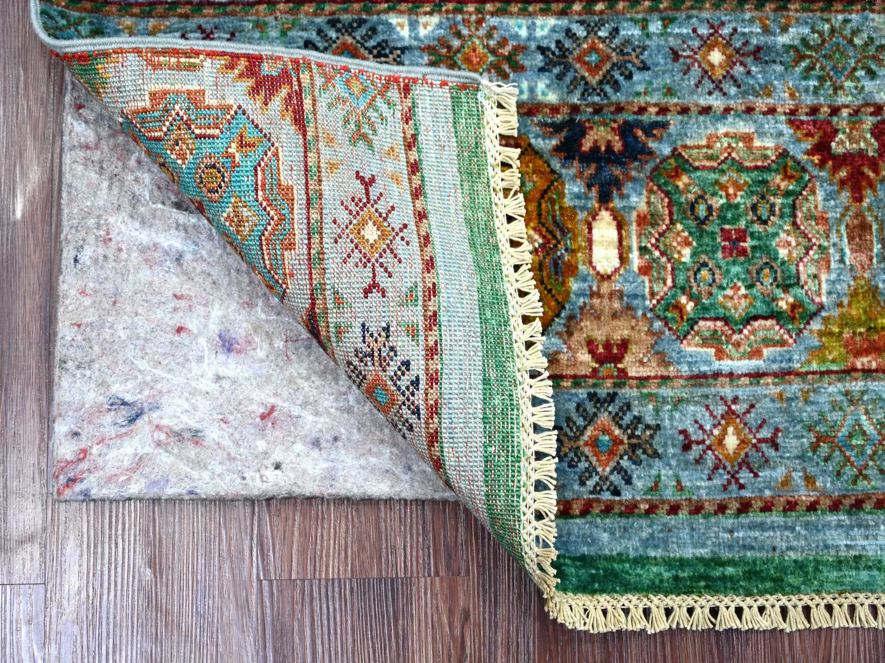 Blue 2'8" x 3'11" Tribal & Geometric Hand knotted Wool Rug - Sku: O022043