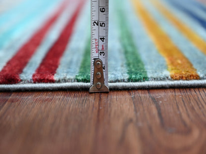 Blue 2'8" x 3'11" Tribal & Geometric Hand knotted Wool Rug - Sku: O022043