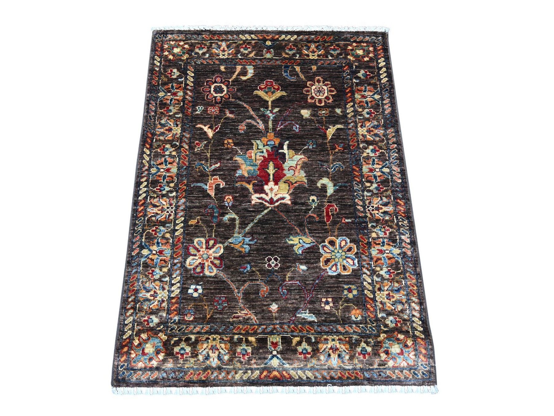 Brown 2'9" x 3'10" Tribal & Geometric Hand knotted Wool Rug - Sku: O022044