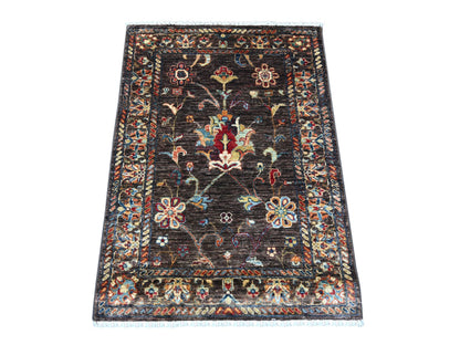 Brown 2'9" x 3'10" Tribal & Geometric Hand knotted Wool Rug - Sku: O022044