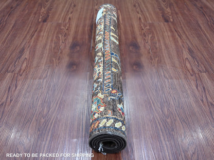 Brown 2'9" x 3'10" Tribal & Geometric Hand knotted Wool Rug - Sku: O022044