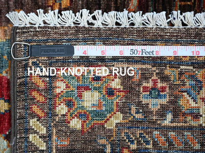 Brown 2'9" x 3'10" Tribal & Geometric Hand knotted Wool Rug - Sku: O022044