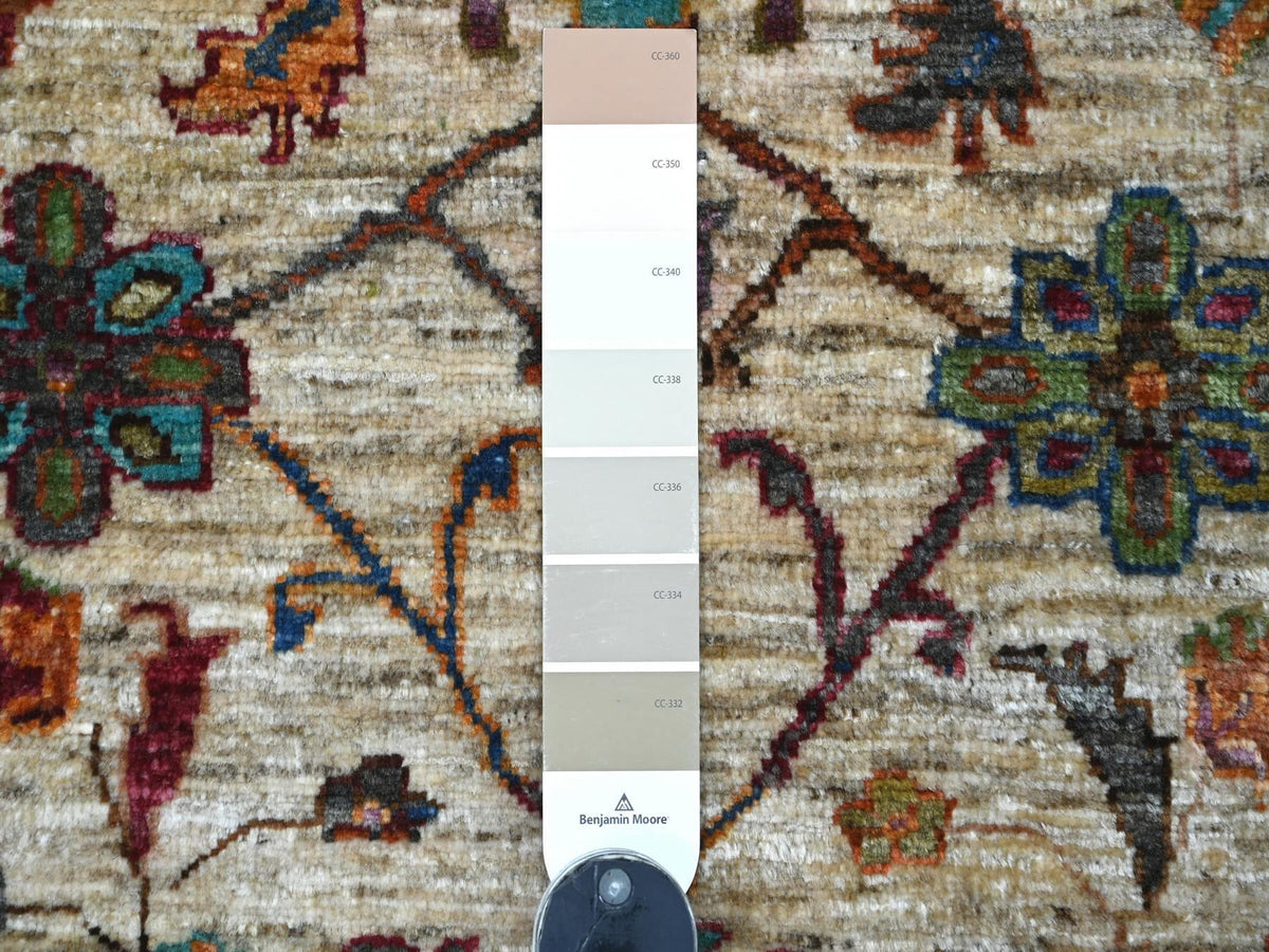 Tribal & Geometric hand-knotted wool rug in Ivory & Oyster White, 2'9" x 4'1" — SKU O022045 (view 3)
