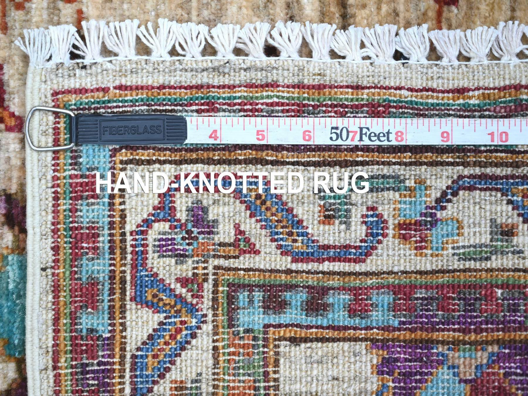 Tribal & Geometric hand-knotted wool rug in Ivory & Oyster White, 2'9" x 4'1" — SKU O022045 (view 6)