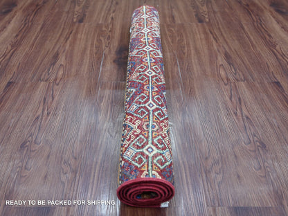 Kazak Tribal & Geometric hand-knotted wool rug in Red, 2'10" x 4'4" — SKU O022048 (view 4)