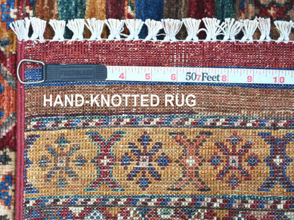 Kazak Tribal & Geometric hand-knotted wool rug in Red, 2'10" x 4'4" — SKU O022048 (view 6)
