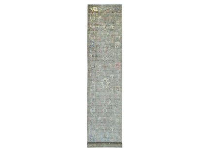 Brown 2'10" x 17'4" Oushak And Peshawar Hand knotted Wool Rug - Sku: O022051