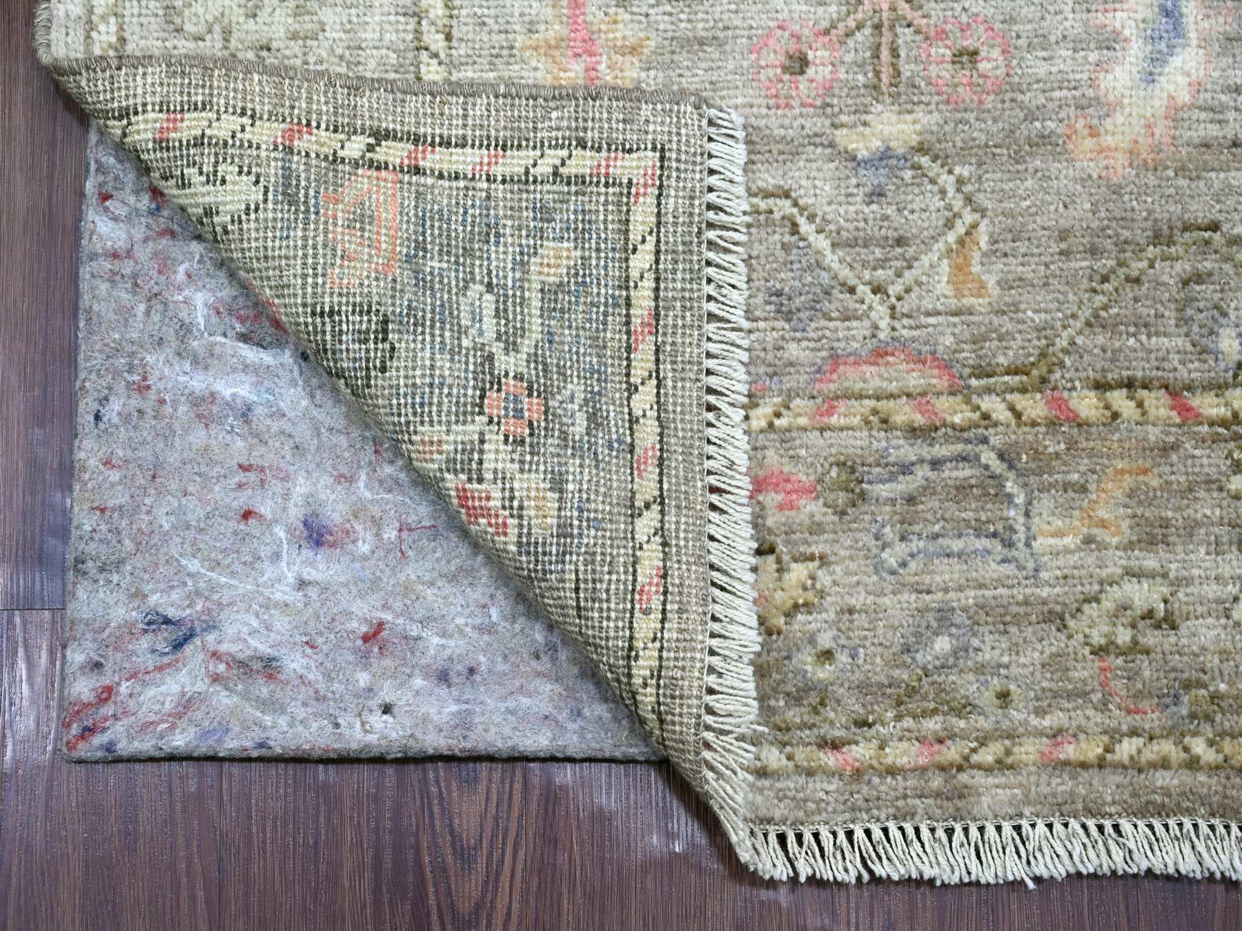 Brown 2'10" x 17'4" Oushak And Peshawar Hand knotted Wool Rug - Sku: O022051