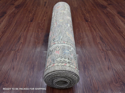 Brown 2'10" x 17'4" Oushak And Peshawar Hand knotted Wool Rug - Sku: O022051