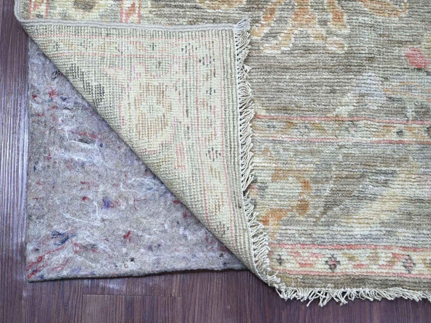 Brown 3'1" x 11'7" Oushak And Peshawar Hand knotted Wool Rug - Sku: O022054