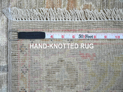 Brown 3'1" x 11'7" Oushak And Peshawar Hand knotted Wool Rug - Sku: O022054