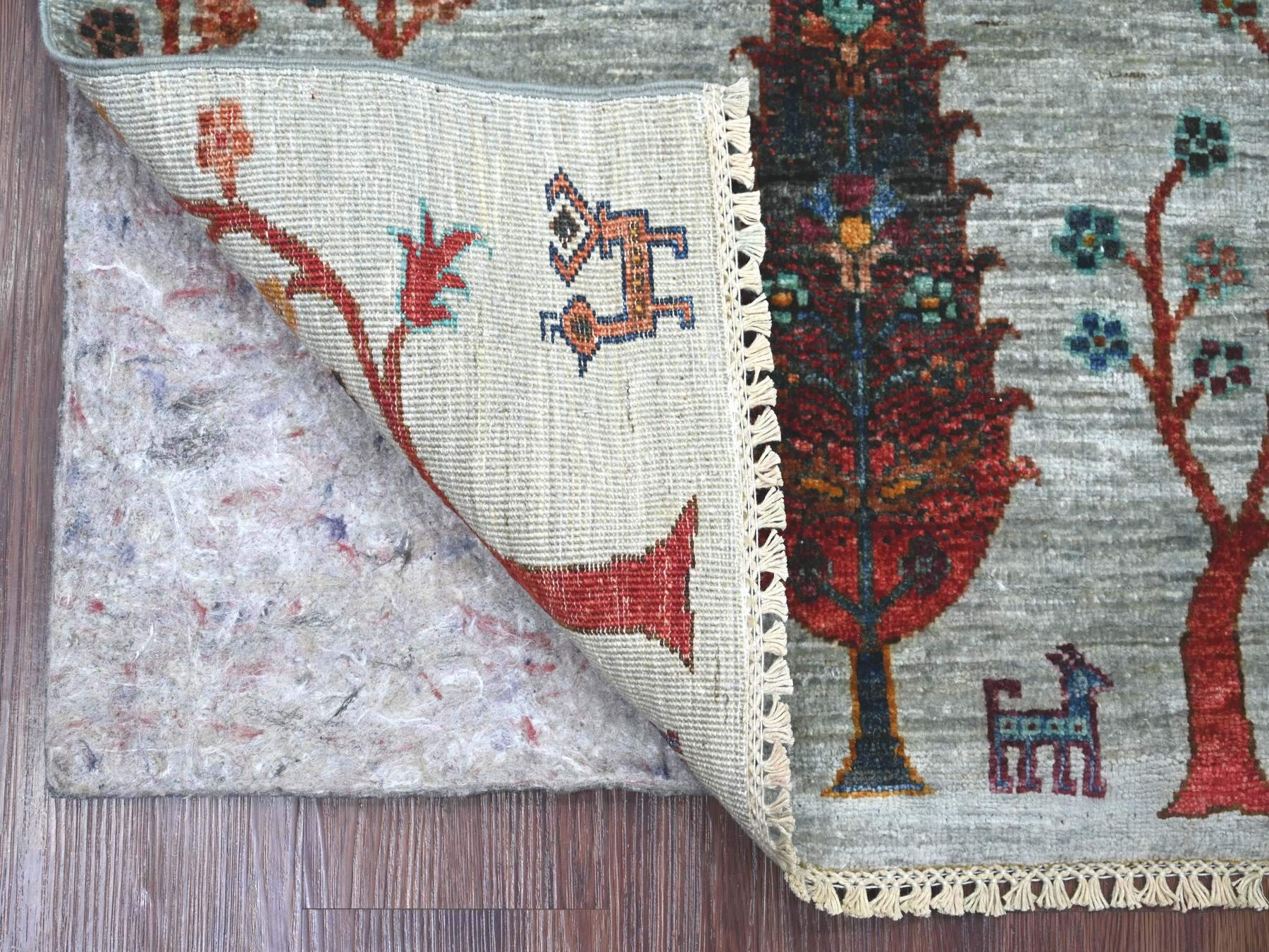 Grey 2'8" x 3'10" Tribal & Geometric Hand knotted Wool Rug - Sku: O022062