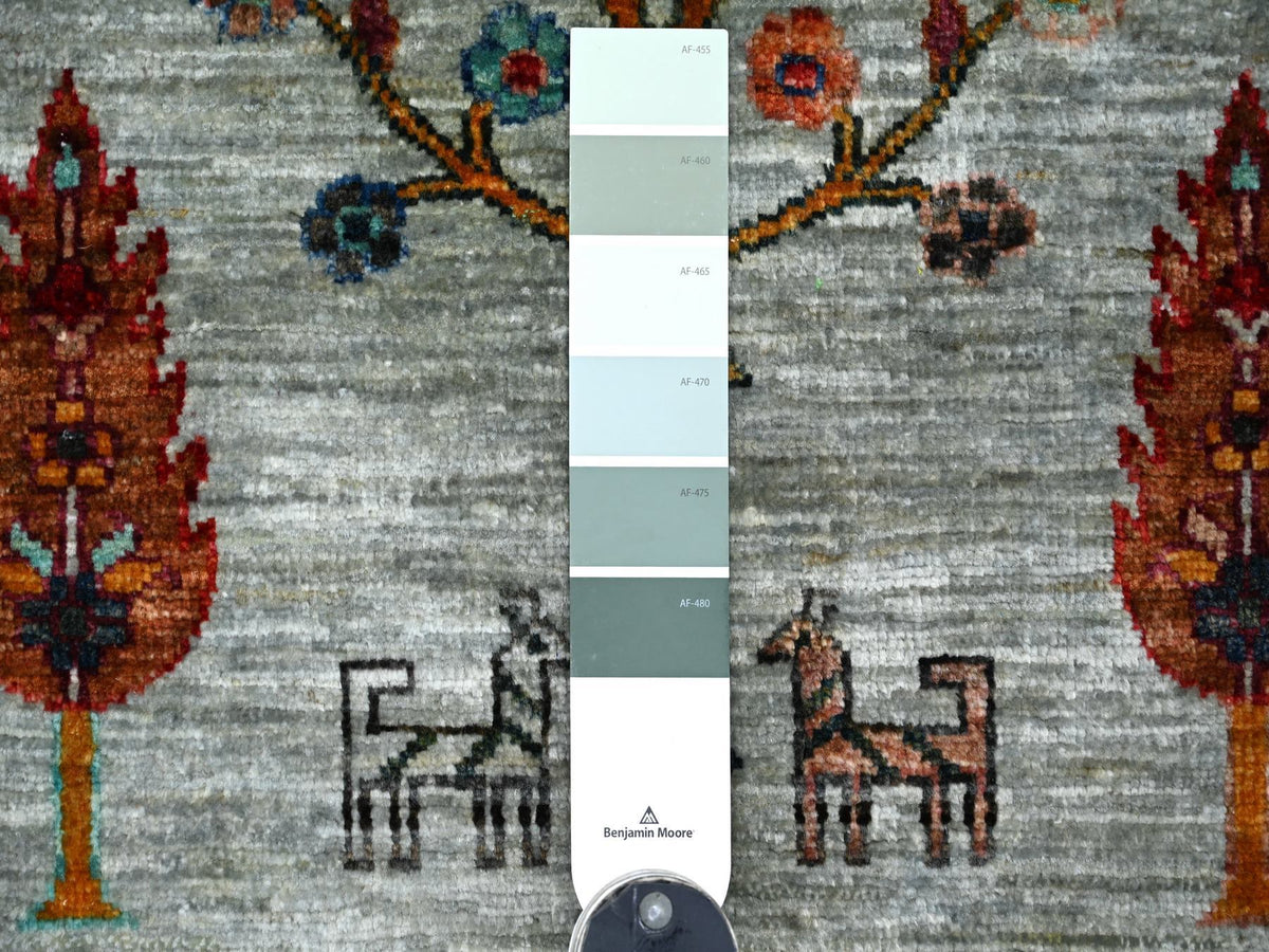 Tribal & Geometric hand-knotted wool rug in Gray, 2'8" x 3'10" — SKU O022062 (view 3)