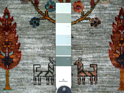 Tribal & Geometric hand-knotted wool rug in Gray, 2'8" x 3'10" — SKU O022062 (view 3)