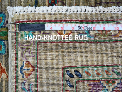 Tribal & Geometric hand-knotted wool rug in Gray, 2'8" x 4'4" — SKU O022064 (view 6)