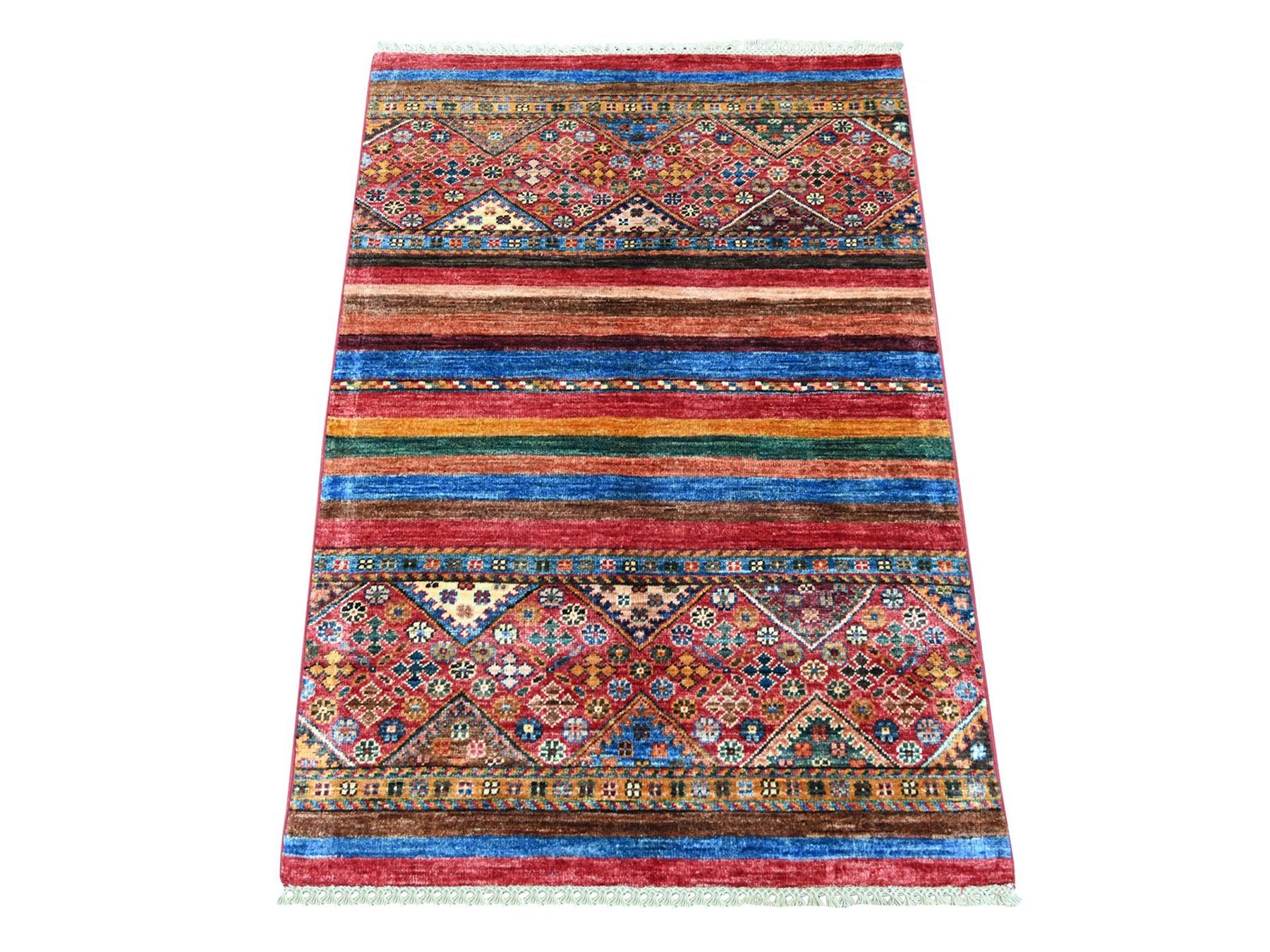 Kazak Tribal & Geometric hand-knotted wool rug in Red, 2'8" x 3'11" — SKU O022065