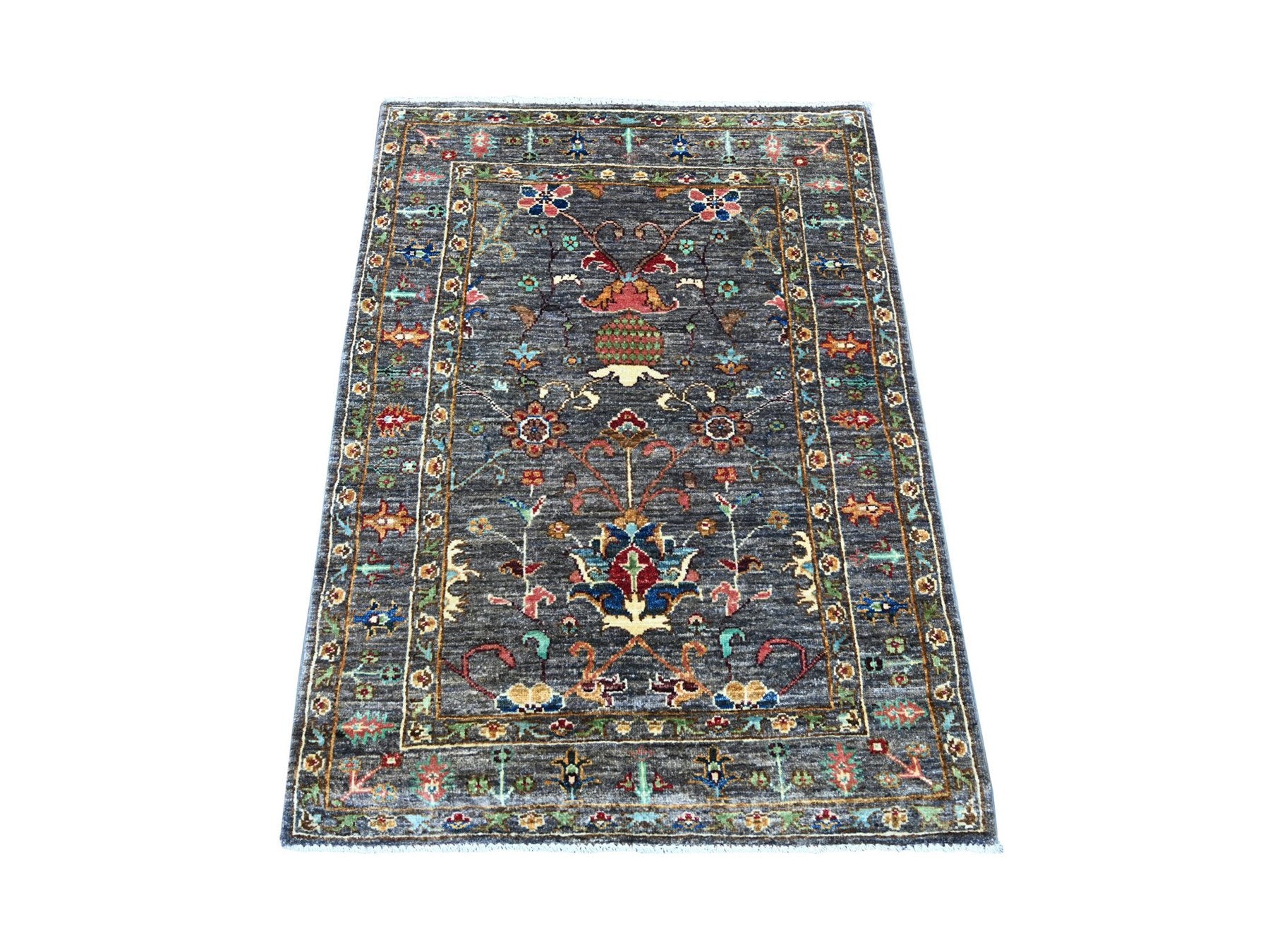 Brown 3'0" x 4'1" Tribal & Geometric Hand knotted Wool Rug - Sku: O022066