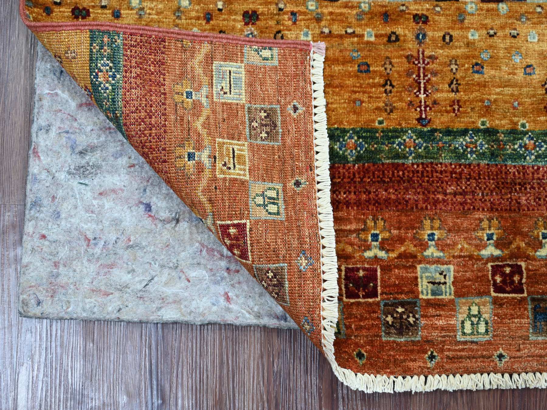 Gabbeh Tribal & Geometric hand-knotted wool rug in Red, 2'2" x 4'3" — SKU O022067 (view 2)